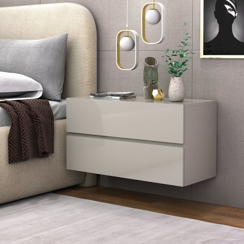 Mesa de Cabeceira Eros 60cm Parede Suspenso 2 Gavetas