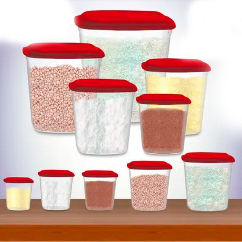 Porta Mantimento Conjunto De Potes Guardar Feijão Arroz Café Açúcar Farinha Geladeira Fechamento Emp - 1