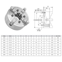 Placa para Torno Med. 160mm/6' - Independente - 4 Castanhas - 4