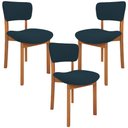Ver imagem 2 de Kit 03 Cadeiras para Sala de Jantar Cozinha Living Estofada Dara L02 Suede Azul Marinho - Lyam Decor
