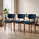 Ver imagem 1 de Kit 03 Cadeiras para Sala de Jantar Cozinha Living Estofada Dara L02 Suede Azul Marinho - Lyam Decor