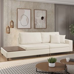 Sofá Living Lotus com Apoio Lateral Esquerda 2,40m em Linho - 2