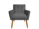 Ver imagem 3 de Kit Namoradeira + 1 Poltrona Decorativa Onix Suede Cinza Pés Madeira Mz Decor