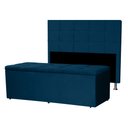 Ver imagem 1 de Kit Cabeceira e Calçadeira Baú Solteiro 0,90m Roma Suede - Pallazio Azul Marinho