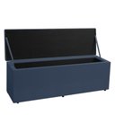 Ver imagem 6 de Kit Cabeceira e Calçadeira Baú Solteiro 0,90m Roma Suede - Pallazio Azul Marinho