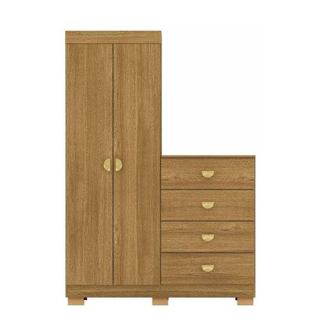 Cômoda Roupeiro 2 Portas 4 Gavetas Cristal - Nature - Vila Rica