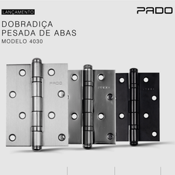 Dobradiça para Porta Pado 4" com Rolamento 4030 Embutir 60kg Inox Escovado com 3 Peças - 8