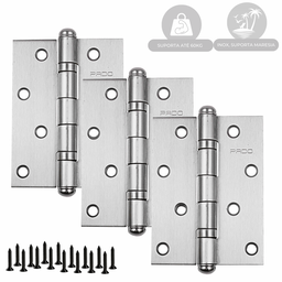 Dobradiça para Porta Pado 4" com Rolamento 4030 Embutir 60kg Inox Escovado com 3 Peças - 4
