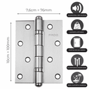 Ver imagem 3 de Dobradiça para Porta Pado 4" com Rolamento 4030 Embutir 60kg Inox Escovado com 3 Peças