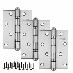 Dobradiça para Porta Pado 4" com Rolamento 4030 Embutir 60kg Inox Escovado com 3 Peças - 1