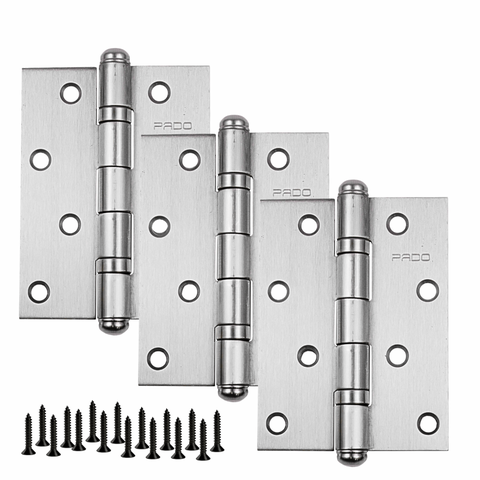 Dobradiça para Porta Pado 4" com Rolamento 4030 Embutir 60kg Inox Escovado com 3 Peças