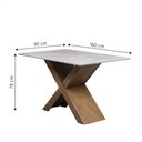 Ver imagem 3 de Conjunto de Mesa Sala de Jantar Tampo com Vidro Grécia 6 Cadeiras Off White / Cinza / Cedro 1,60m