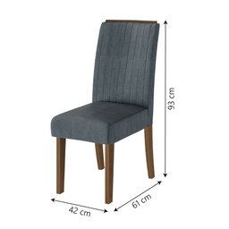 Conjunto de Mesa Sala de Jantar Tampo com Vidro Grécia 6 Cadeiras Off White / Cinza / Cedro 1,60m - 4