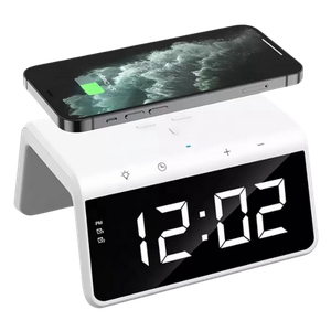 Carregador Indução + Relógio Despertador (branco)