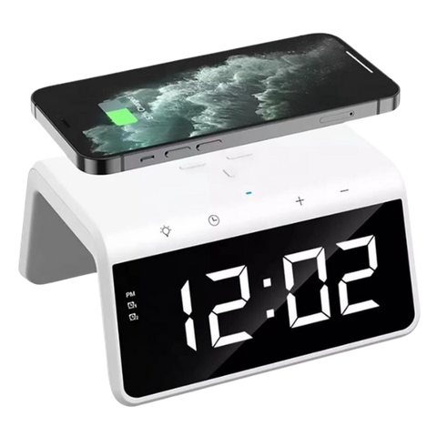 Carregador Indução + Relógio Despertador (branco)