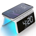 Ver imagem 2 de Carregador Indução + Relógio Despertador (branco)