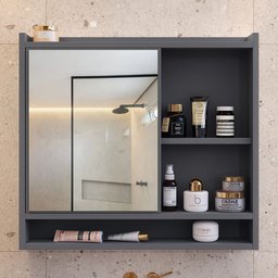 Espelheira Suspensa para Banheiro Closet Porta e Armário Acqua com Nicho - 1