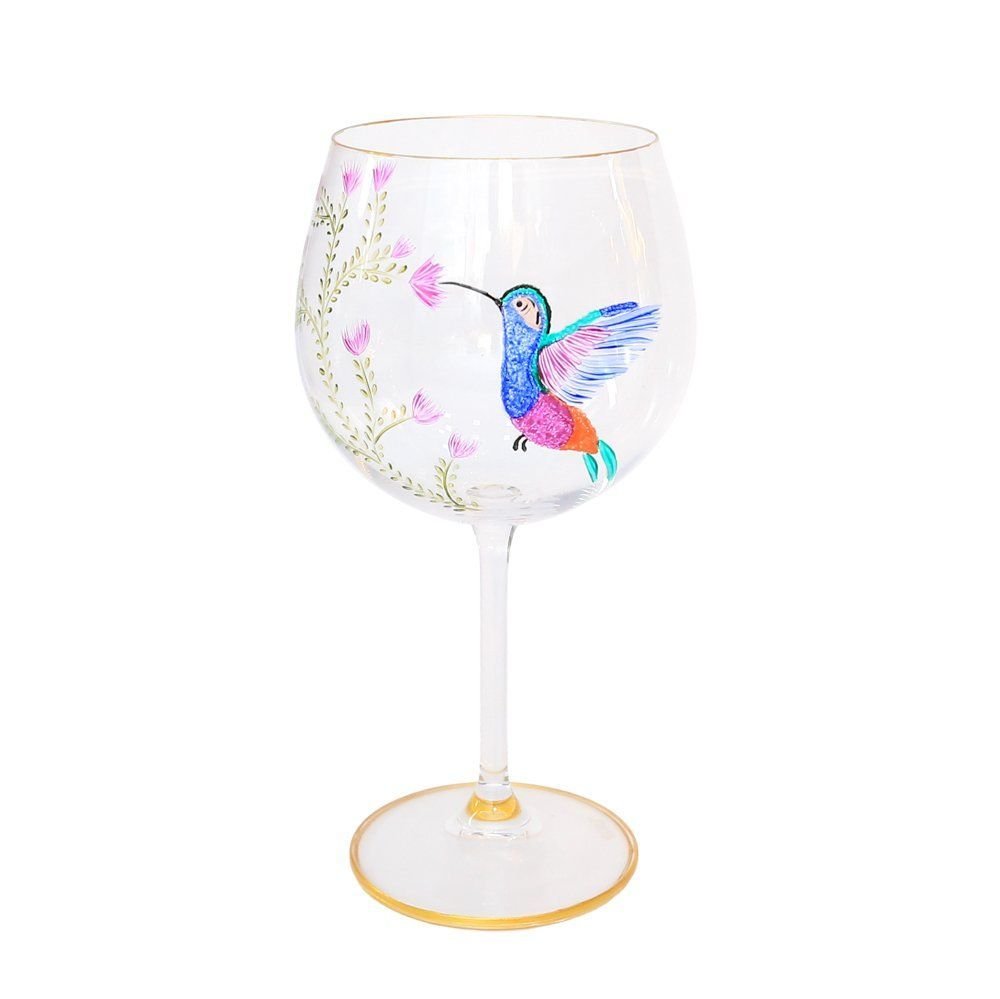 Taça para Gin Cristal Pintada À Mão Beija-flor - 1