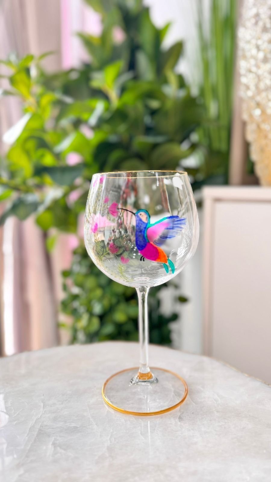 Taça para Gin Cristal Pintada À Mão Beija-flor - 2