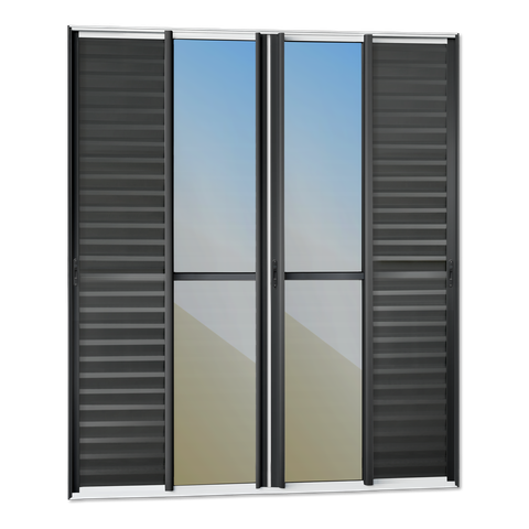 Porta Correr Venez. 6F.Móv.210 x 240 Elite c/Fecho Autom V.Ref.Mix Preto Brimak