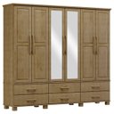 Ver imagem 1 de Guarda Roupa 6p 6g Espelho Madeira Maciça 248 Cm 2254 Freijo Milani Store
