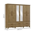 Ver imagem 3 de Guarda Roupa 6p 6g Espelho Madeira Maciça 248 Cm 2254 Freijo Milani Store