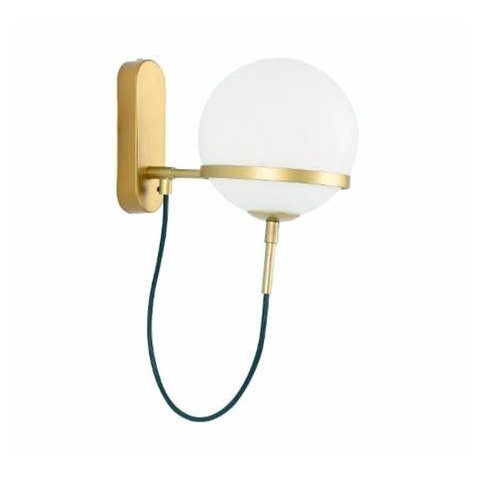 Arandela Quarto Dourada Globo Vidro Branco Moderna Zan72