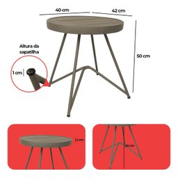 Kit 2 Mesa de Centro com 1 Champanheira Zaffi Tampo Alumínio Redondo Ripado Fendi com Balde 9 Litros - 7