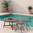 Ver imagem 1 de Kit 2 Mesa de Centro com 1 Champanheira Zaffi Tampo Alumínio Redondo Ripado Fendi com Balde 9 Litros