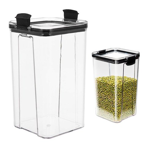 Pote Hermetico Tampa com Trava 1300ml Acrilico Transparente Veda Conserva Armazenamento Alimento Tem
