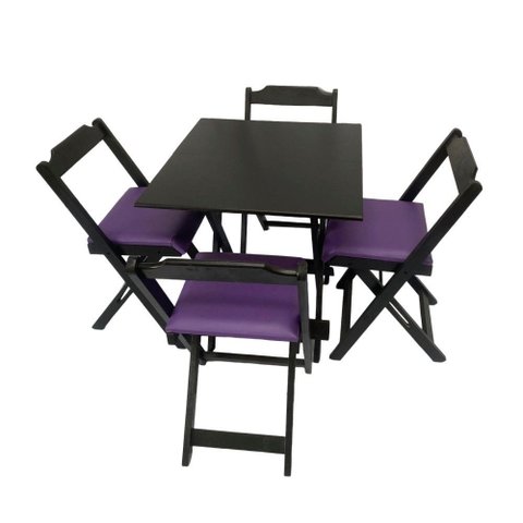 Conjunto Dobrável com 4 Cadeiras Roxo
