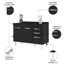 Ver imagem 3 de Balcão Gabinete para Pia 120cm 3 Portas com Tampo Suécia Preto - Lumil Lumil Móveis