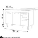Ver imagem 4 de Balcão Gabinete para Pia 120cm 3 Portas com Tampo Suécia Preto - Lumil Lumil Móveis