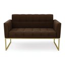 Ver imagem 1 de Sofá Namoradeira Elisa Suede Marrom Base Metálica Industrial Dourada - D'Rossi