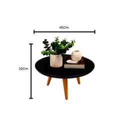 Mesa de Centro e Lateral Apoio para Sala Tripe Redonda Retro - 5