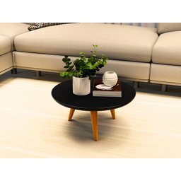 Mesa de Centro e Lateral Apoio para Sala Tripe Redonda Retro - 1