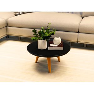 Mesa de Centro e Lateral Apoio para Sala Tripe Redonda Retro