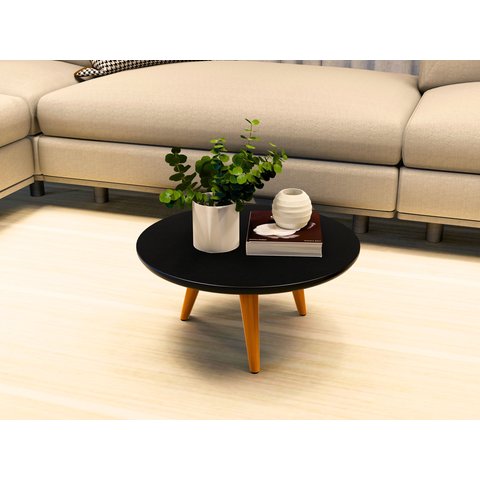 Mesa de Centro e Lateral Apoio para Sala Tripe Redonda Retro