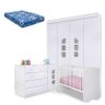 Quarto de Bebê Lívia com Berço Alegria Branco Brilho com Colchão - Phoenix - 1