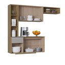 Ver imagem 5 de Armário de Cozinha Mel Suspensa Compacta com Balcão 163cm MDF Damasco Poquema Móveis