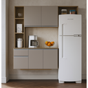 Ver imagem 2 de Armário de Cozinha Mel Suspensa Compacta com Balcão 163cm MDF Damasco Poquema Móveis