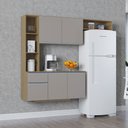 Ver imagem 3 de Armário de Cozinha Mel Suspensa Compacta com Balcão 163cm MDF Damasco Poquema Móveis