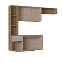 Ver imagem 7 de Armário de Cozinha Mel Suspensa Compacta com Balcão 163cm MDF Damasco Poquema Móveis