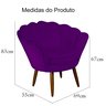 Poltrona Decorativa Pétala Pés Palito Suede Roxo - 5