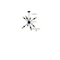Lustre Pendente Moderno Atomo Sputinik PT Fosco 8L - 2