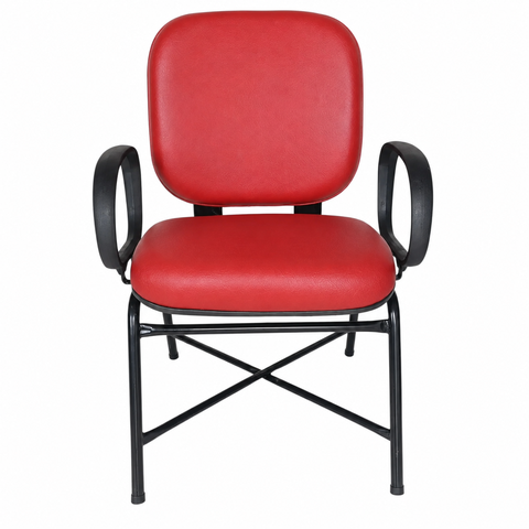 Cadeira Escritório Ergonômica Fixa Executiva Giga Plus Size Reforçada Courino