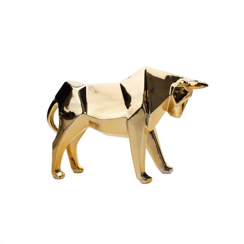 Escultura Decorativa Touro Dourado em Cerâmica 20x30x9 cm - D’Rossi