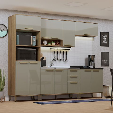 Cozinha Modulada Compacta 5 Peças sem Tampo e sem Pia Isis Luciane Móveis