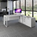 Ver imagem 1 de Mesa Industrial 1,50m C/ Armário e Cx de Tomadas Pé Metal F5