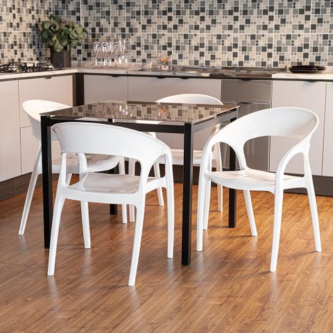 Kit 4 Cadeiras de Jantar Glass Plus Kappesberg UZ4004 Branca